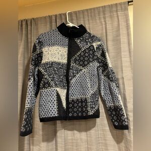 Vintage Patchwork Wool Talbots Zip Up Women's Size Large